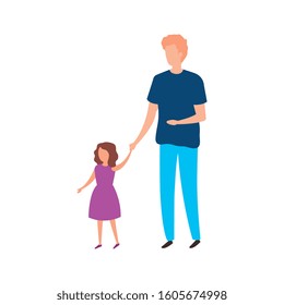 father with daughter avatar characters vector illustration design