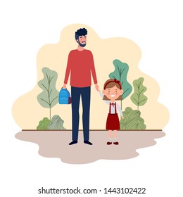 father with daughter of back to school