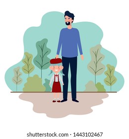 father with daughter of back to school