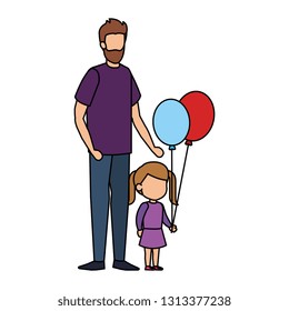 father with daughter and balloons helium