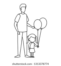 father with daughter and balloons helium