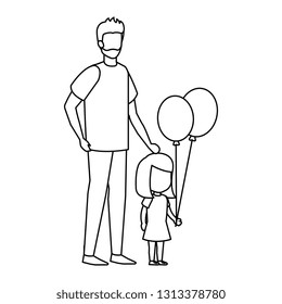 father with daughter and balloons helium