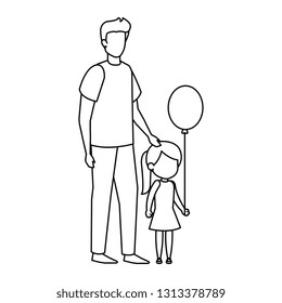 father with daughter and balloons helium
