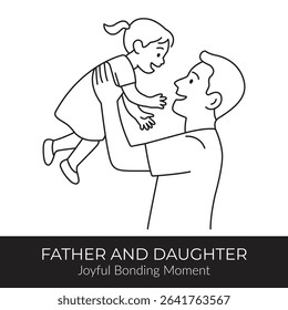 Father and Daughter Bonding – Line Art Illustration