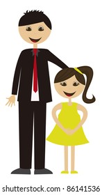 father and daughter cartoon isolated over white background. vector
