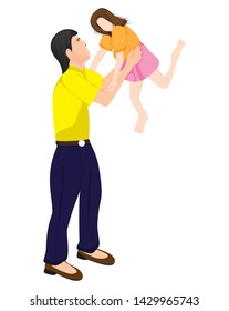 father and daughter cartoon shape vector design