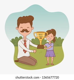 father and daughter characters card