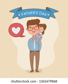 father and daughter characters card