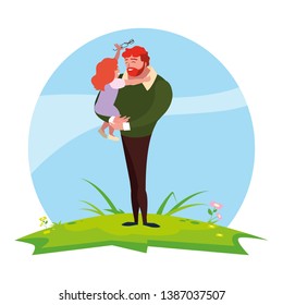 father with daughter characters in the field