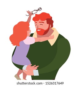 father with daughter characters vector illustration design