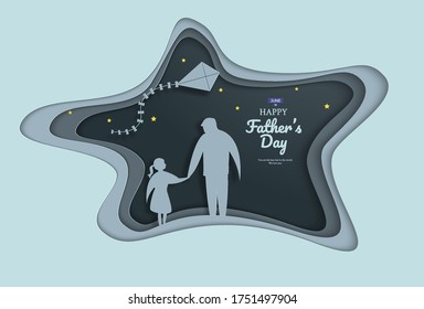 Father and daughter, the concept of a happy international father's day, can be used for cards, posters, websites, brochure backgrounds. vector illustration