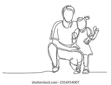 Father and daughter continuous line drawing editable stroke line vector art father's day greetings