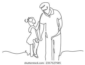 Dibujo de línea continua padre e hija línea de trazo editable línea vectorial arte padre día saludos