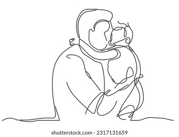 Father and daughter continuous line drawing editable stroke line vector art fathers day greetings card or poster design