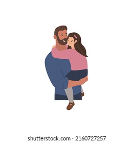 Father and daughter. Dad holding a kid. Parenting. Vector