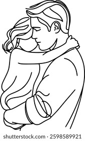 Father and Daughter Embrace in Tender Affection vector design