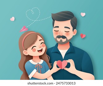 Father and daughter expressing love and joy together, ideal for Father’s Day or family content.