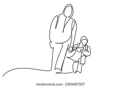 father daughter family walking outside in winter clothes front line art concept