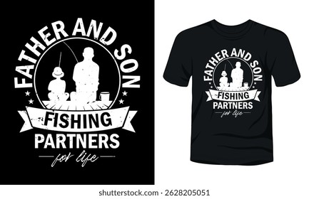 Father and Daughter Fishing Partners T-Shirt Design