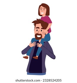 father and daughter in a happy moment, fatherhood concept. Fathers Day. vector illustration.