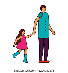 father with daughter holding hands