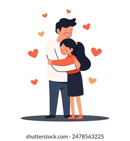 father and daughter hug. happy fathers day