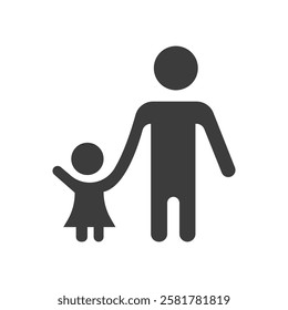 Father Daughter Icon Black and White Vector Graphic