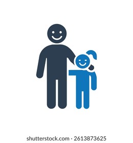 Father and Daughter Icon On White Background