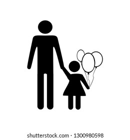 father and daughter illustration. Outline vector