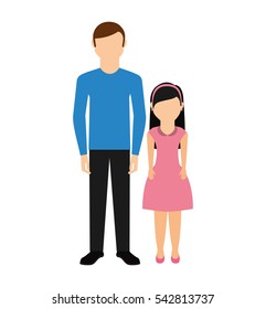 father with daughter isolated icon vector illustration design