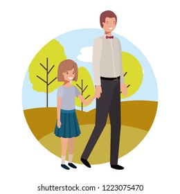 father and daughter in landscape avatar character