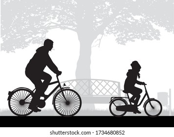 Father and daughter on a bike.