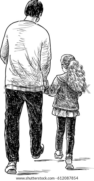 Father Daughter On Stroll Stock Vector (Royalty Free) 612087854