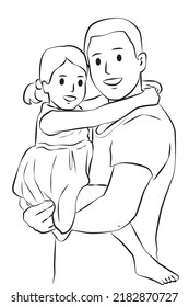 	
Father and daughter outline people cartoon illustration