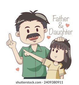 father and daughter playing, suitable for making greeting cards, designing children's clothes