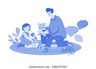 Father And Daughter Playing Together