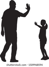 Father Daughter Playing Together Silhouette Vector Stock Vector ...