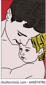Father and daughter pop-art illustration