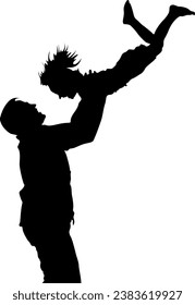 Father and daughter silhouette clipart