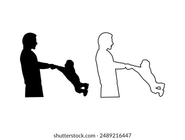 Father and Daughter Silhouette Design Illustration vector eps format suitable for your design needs logo illustration animation etc