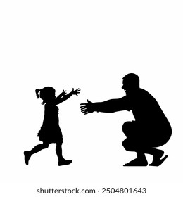 Father and daughter silhouette. Father's day concept design. Flat vector illustration.