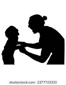 Father Daughter Silhouette Vector Art