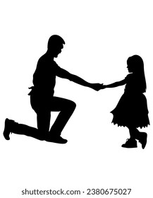 Father Daughter Silhouette Vector Art