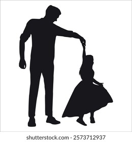 Father and Daughter Silhouette vector illustration