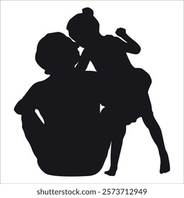 Father and Daughter Silhouette vector illustration