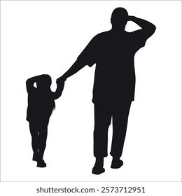 Father and Daughter Silhouette vector illustration