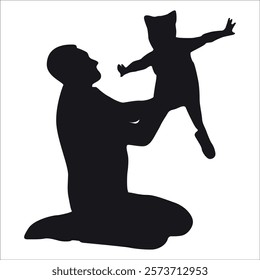 Father and Daughter Silhouette vector illustration