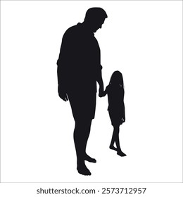 Father and Daughter Silhouette vector illustration