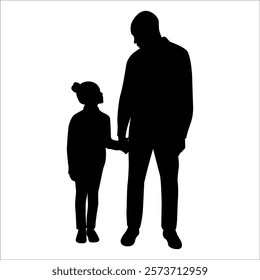 Father and Daughter Silhouette vector illustration