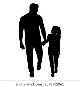 Father and Daughter Silhouette vector illustration